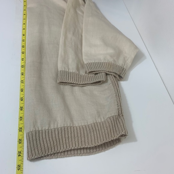 Lindsey Blake Vintage Women's Top S Beige Cotton Classic Cable Knit Collared - Picture 4 of 7